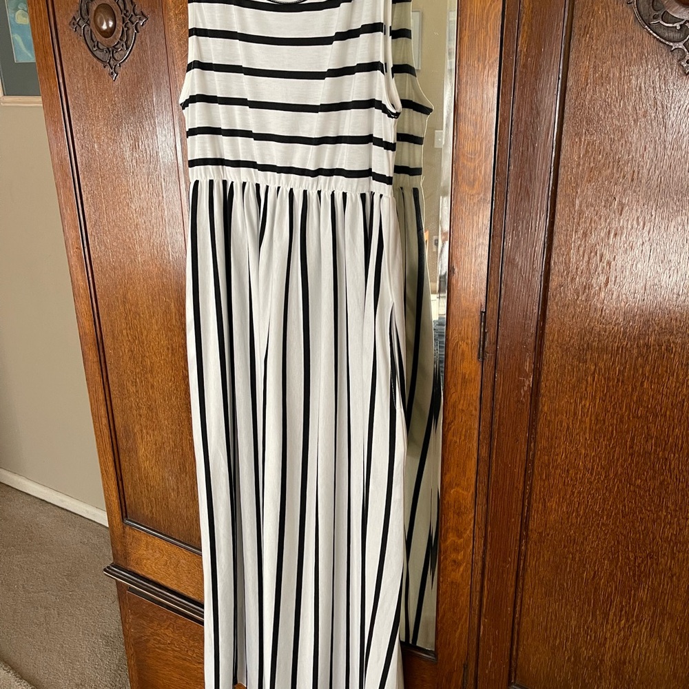 Black and White Striped Maxi Dress